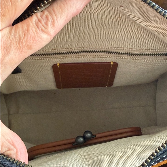 Coach 1941 Varsity Patch Rogue Leather Handbag with Orange Handles and Patches - Picture 5 of 10